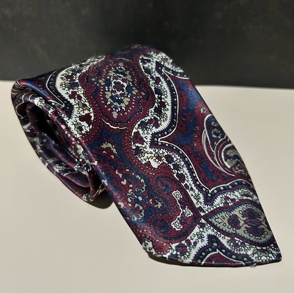 Envoy Other - Envoy Paisley Silk Burgundy and Navy 59” Men’s Tie
